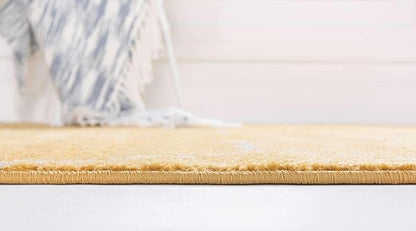 Unique Loom Trellis Frieze Collection Area Rug - Geometric (7' 10" x 10' Oval, Yellow/ Ivory)