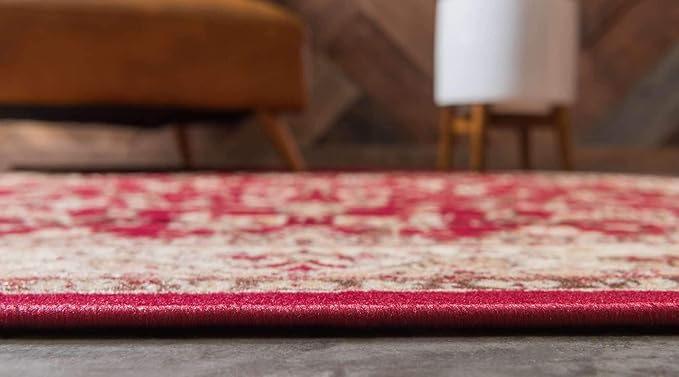 Unique Loom Sialk Hill Collection Area Rug - Washington (7' 1" x 10' Rectangle Burgundy/Cream)