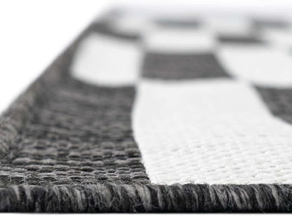 Unique Loom Outdoor Striped Collection Area Rug - Striped (2' x 8' Runner Charcoal/Ivory)