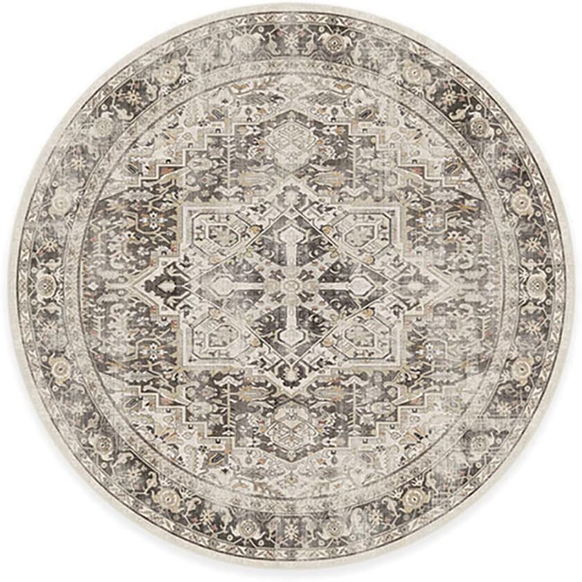 RUGGABLE Washable Vintage Area Rug – Kamran Hazel 6 ft Round, Stain-Resistant, Non-Slip – Medium Machine Washable Rugs for Living Room, Bedroom, Hallway, Entryway & Office–with Standard Pad