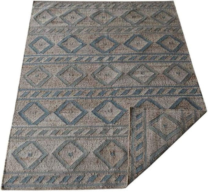 Rugsotic Carpets Hand Woven Flat Weave Kilim Wool 3'x5' Area Rug Solid Silver D00111