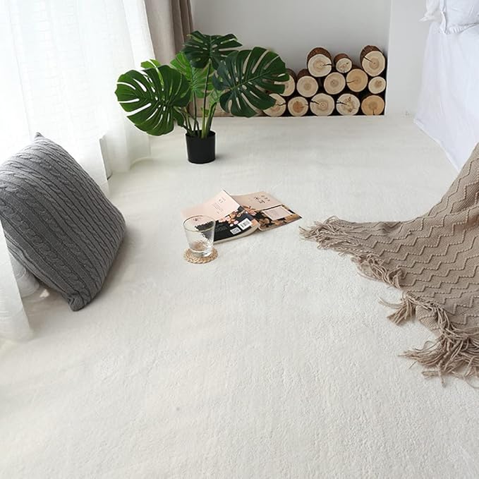 Soft Cashmere Area Rug Luxury Bedside Carpet Bedroom Living Room Mats Solid Color Children's Room Rugs Runner Carpets Indoor Mats Home Décor White Gray Red 6.5' X 13.1'