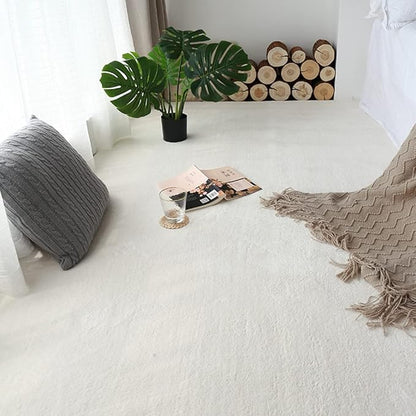 Soft Cashmere Area Rug Luxury Bedside Carpet Bedroom Living Room Mats Solid Color Children's Room Rugs Runner Carpets Indoor Mats Home Décor White Gray Red 5' X 5'