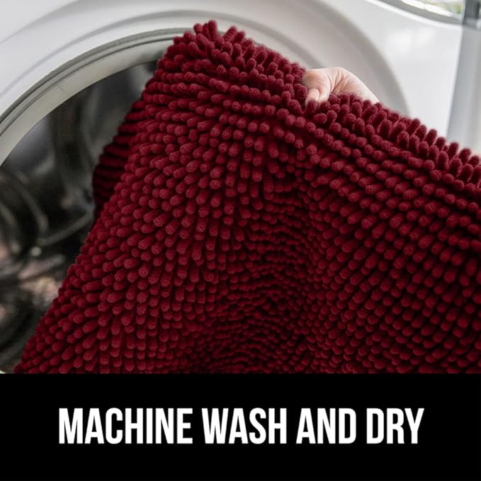 GORILLA GRIP Bath Rug Mat 30x20, Thick Soft Absorbent Chenille, Quick Dry Microfiber Mats, Rubber Backing Washable Shower Floor Rugs, US Designed Bathroom Bathmat Home Decor Accessories, Burgundy