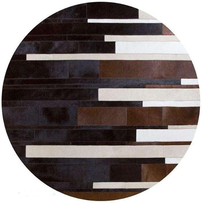 Modern Patchwork Rug Striped Designer Carpet for Living Room, Bedroom & Office Soft Anti-Slip Area Rug Contemporary Decorative Floor Mat for Stylish Home Interiors (Round9x9)