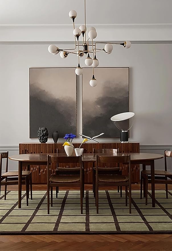 Handmade Wool Area Rug & Runner | Modern Grid Pattern Carpet for Living Room, Bedroom, Hallway & Home Décor | Multiple