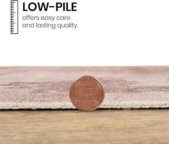 GLN Rugs Contemporary Collection - Machine Washable Area Rug, Contemporary Washable, Non Slip, Low Pile Chenille Rug, Living Room, Bedroom, Kitchen Rug (2'6" x 7' Abstract Tan)