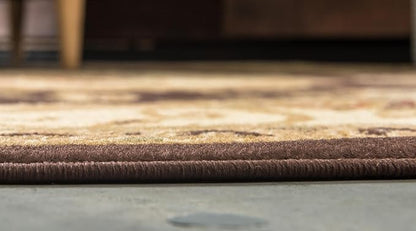 Rugs.com Chateau Collection Rug – 6 Ft Round Brown Medium Rug Perfect for Kitchens, Dining Rooms