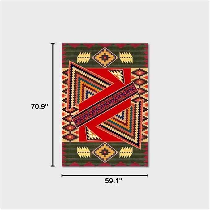 Vintage Boho Area Rugs Multicolor Ethnic Style Geometric Splicing Carpets Bedroom Living Room Kitchen Floor Mats Indoor Outdoor Non-Shedding Runner Rug Home Décor Carpet 5' X 6'