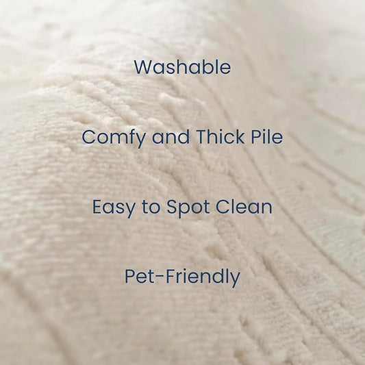 Revival Rugs Ebb 2'7"x9' Machine Washable Runner Rug for Hallway Entryway - 100% Recycled Oeko-TEX Certified, Medium Pile, Beige, Cream