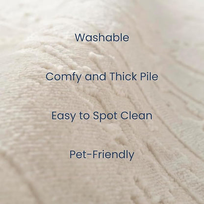 Revival Rugs Ebb 5'3"x8' Washable Area Rug for Living Room Bedroom - 100% Recycled Oeko-TEX Certified, Medium Pile, Beige, Cream