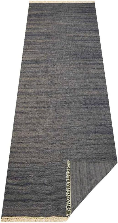 Rugsotic Carpets Hand Woven Flat Weave Kilim Wool ECO-Friendly Area Rugs - 2'6''x12', Runner Shape, Silver Color, Solid Plain Design, Low Pile Handmade Rugs for Living Room, Bed Room (D00111)