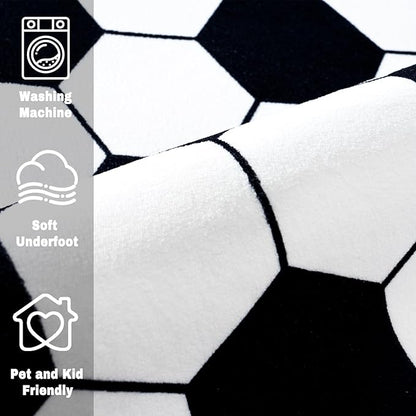 Soft Round Rugs for Bedroom, Soccer Rug for Boys Girls, Bedside Area Carpet for Kids, Soccers Lovers Home Decor Indoor Circle Carpets for Living Room, Nursery, Dorms Machine Washable,40 Inch