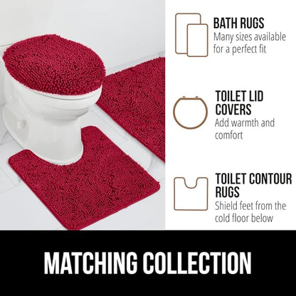 GORILLA GRIP Bath Rug Mat 60x24, Thick Soft Absorbent Chenille, Quick Dry Microfiber Mats, Rubber Backing Washable Shower Floor Rugs, Bathmat Runner, US Designed Bathroom Home Decor Accessories Red