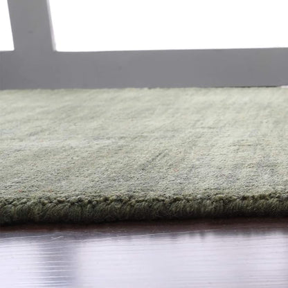 Rugsotic Carpets Hand Knotted Loom Wool 2'6''x10' Runner Area Rug Solid Green L00111