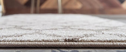 Rugs.com Lattice Collection Rug – 20 Ft Runner Beige Medium Rug Perfect for Hallways, Entryways