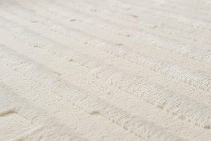 Revival Rugs Soloba 3'11"x6'1" Machine Washable Area Rug for Kitchen Bedroom - 100% Recycled Oeko-TEX Certified, Medium Pile, Beige, Cream