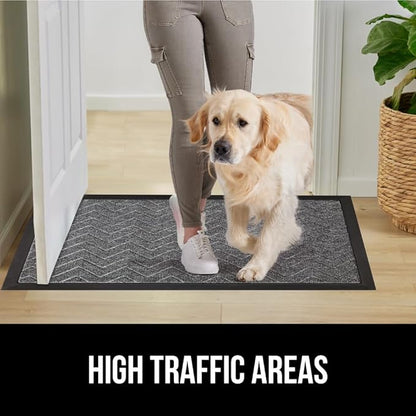GORILLA GRIP 100% Waterproof All-Season WeatherMax Doormat, 72x24, Durable Natural Rubber, Stain and Fade Resistant, Low Profile, Indoor Outdoor Door Mats, Easy Clean Patio Entrance Mat, Steel Chevron