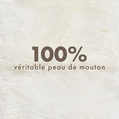Real Sheepskin Rug 2x6 ft | Sheepskin Rugs for Living Room and Sofa | Bedside Rugs for Bedrooms | Large Fluffy Rug is Breathable & Heat-regulating in Color White