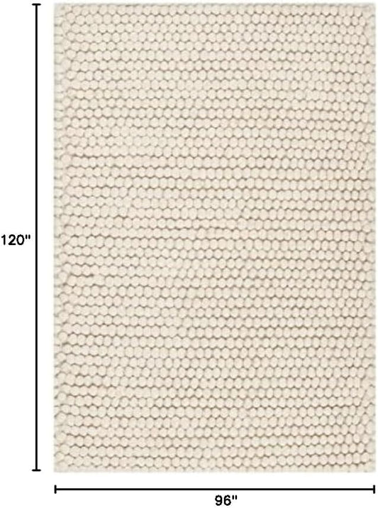 SAFAVIEH Area Rug 8x10 - Natura Collection - Large - Beige, Handmade Wool Blend, Textured Design, Ideal for Living Room, Bedroom, Dining Space (NAT620B)