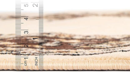 Unique Loom Reza Collection Traditional Persian Style Area Rug, Rectangular 7' 1" x 10' 0", Ivory/Brown