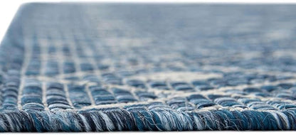 Unique Loom Outdoor Trellis Collection Area Rug - Tribal Trellis (5' 3" x 7' 1" Rectangle Blue/Ivory)