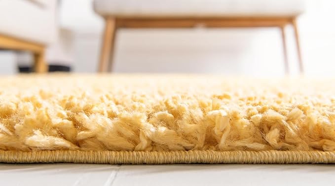 Unique Loom Davos Shag Collection Area Rug - Solid (2' 7" x 16' 5" Runner, Sun Yellow)