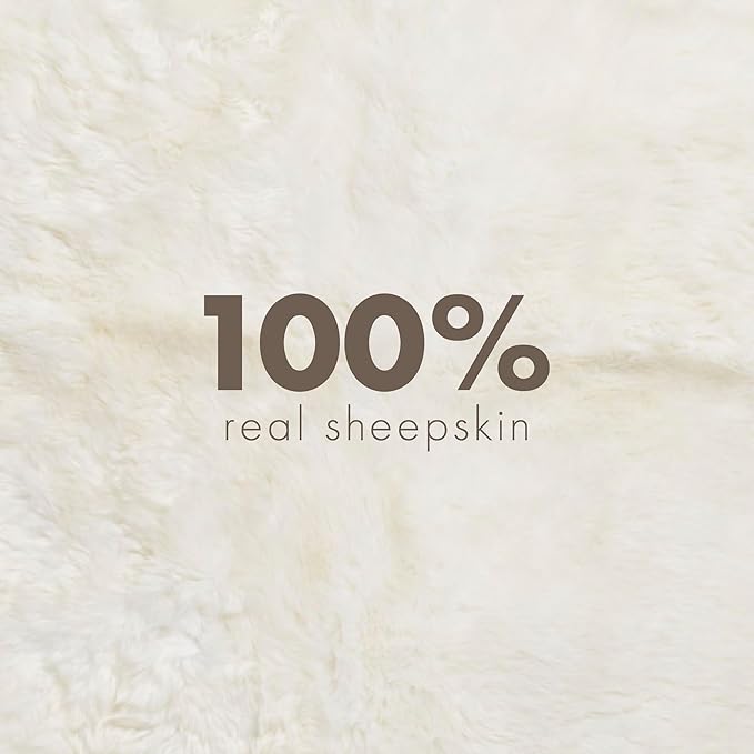 Real Sheepskin Rug 4x6 ft | Sheepskin Rugs for Living Room and Sofa | Bedside Rugs for Bedrooms | Large Fluffy Rug is Breathable & Heat-regulating in Color White