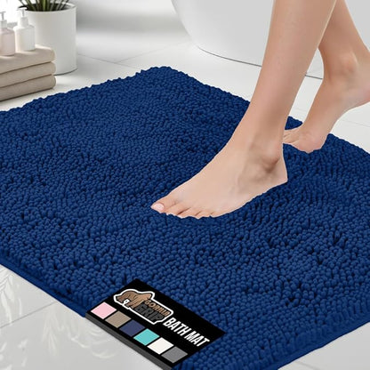 GORILLA GRIP Bath Rug Mat 30x20, Thick Soft Absorbent Chenille, Quick Dry Microfiber Mats, Rubber Backing Washable Shower Floor Rugs, US Designed Bathroom Bathmat Home Decor Accessories, Royal Blue