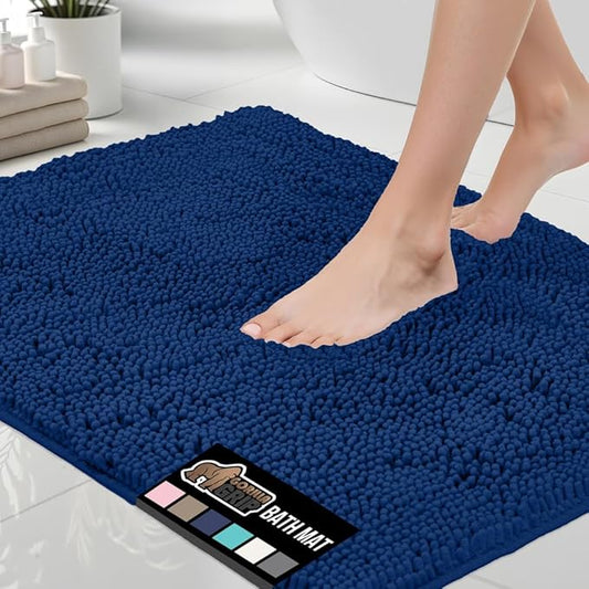GORILLA GRIP Bath Rug Mat 60x24, Thick Soft Absorbent Chenille, Quick Dry Microfiber Mats, Rubber Backing Machine Washable Shower Floor Rugs, Bathmat Runner, Bathroom Home Decor Accessories Royal Blue