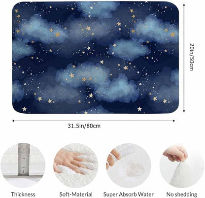 Stars and Clouds Bath Rugs for Bathroom Durable Flannel Bath Rug Clearance Mats for Forlaundry Room and Kitchen Decor Carpt Washable 20 X 32 Inch Mat
