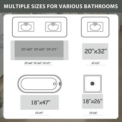 Uphome Brown Bathroom Rugs, Distressed Farmhouse Boho Bath Mat, Non Slip Washable Soft Velvet Bath Mats for Bathroom Floor, Vintage Traditonal Bath Runner for Bathtub Sink Shower, 18x47 inch