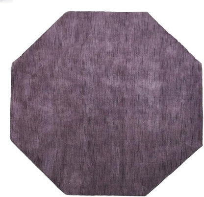 Hand Knotted Loom Wool ECO-Friendly Area Rugs - 6'x6', Octagon, Purple Color, Solid Plain Design, High Pile Thick Handmade Anti Skid Area Rugs for Living Room, Bed Room (L00111)