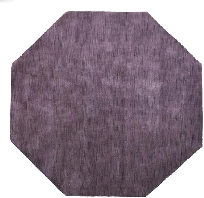 Hand Knotted Loom Wool ECO-Friendly Area Rugs - 10'x10', Octagon, Purple Color, Solid Plain Design, High Pile Handmade Anti Skid Area Rugs for Living Room, Bed Room (L00111)