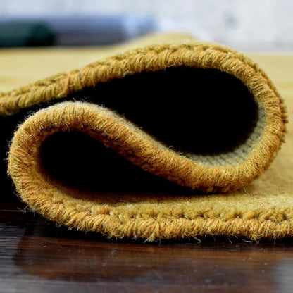 Hand Knotted Loom Wool ECO-Friendly Area Rugs - 6'x6', Round, Gold Color, Solid Plain Design, High Pile Thick Handmade Anti Skid Area Rugs for Living Room, Bed Room (L00111)