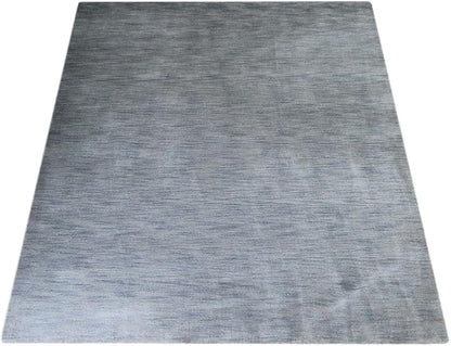 Rugsotic Carpets Hand Knotted Gabbeh Wool 9'x12' Area Rug Solid Light Blue L00111