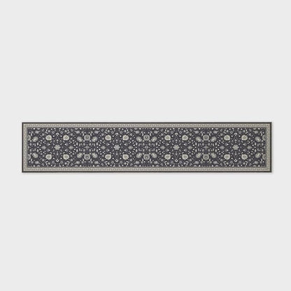 EVERGRACE Hallyway Area Runner Rugs 2x10, Boho Floral Faux Wool Indoor Outdoor Rugs, Washable Rugs for Bedroom Dining Room Living Room Kitchen, Low Pile Floor Mat Carpet for Home Decor, Ebony Black