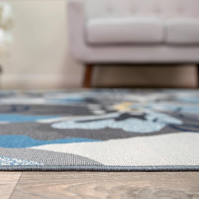 Rugshop Gray Large Floral Non-Slip Runner Rug Fade Resistant for Hallway, Entryway and Kitchen, 2'7" x 6'