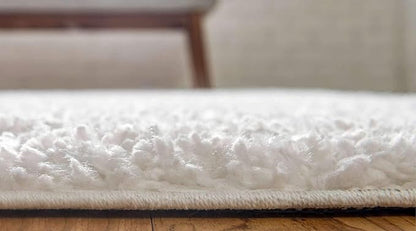 Unique Loom Davos Shag Collection Area Rug - Solid (3' 3" Round, White/ Ivory)