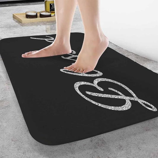 Black Glitter Blessed Bath Mat for Bathroom Bible Verse Blessed Bath Rugs Door Mat Non Slip Rubber Backed Bathroom Floor Mat for Bathtub Sink Shower 16"X24"