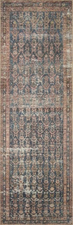 Loloi Amber Lewis Billie Collection, Ocean & Brick 3'-6" x 5'-6" Area Rug – Antique & Distressed Accent Rugs for Living Room, Bedroom, Entryway & Hallway, No Shed High Traffic Area Home Decor Rug