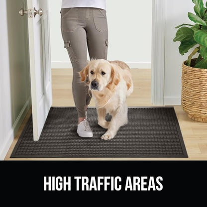 GORILLA GRIP Front Door Mat, 35x23, Indoor Outdoor Ultra Absorbent HydroAbsorb Doormat, Absorbs Up to 5.7 Cups of Water, Stain and Fade Resistant, Rubber Backing Doormats, Captures Dirt, Charcoal