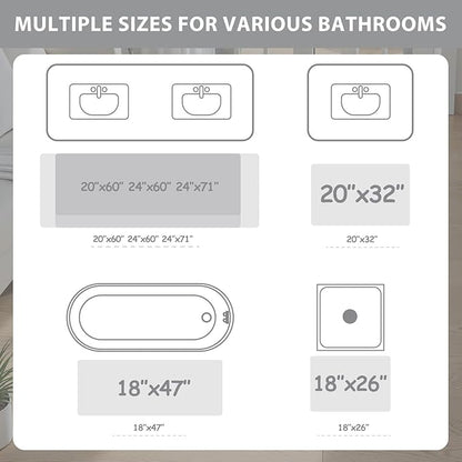 Uphome Gray Bath Mat, Distressed Farmhouse Boho Bathroom Rugs, Super Cozy Velvet Small Bathroom Mats, Non Slip Machine Washable Bathroom Floor Mat for Toilet Sink Shower, 18x26 inch