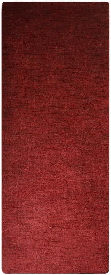 Hand Knotted Loom Wool ECO-Friendly Area Rugs - 2'6"x8', Runner, Red Color, Solid Plain Design, High Pile Thick Handmade Anti Skid Area Rugs for Living Room, Bed Room (L00111)