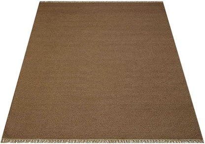 Rugsotic Carpets Hand Woven Flat Weave Kilim Wool 6'x9' Area Rug Solid Cream D00111