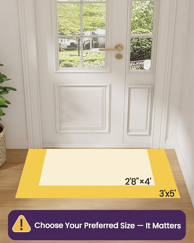 DEXI Front Entryway Door Mat Non Slip 36x60, Washable Entry Way Mats Inside Entrance Low Profile, Welcome Doormat Dirt Trapper for House Floor Home Porter Hall Backdoor Area, Light Taupe