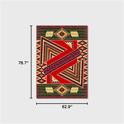 Vintage Boho Area Rugs Multicolor Ethnic Style Geometric Splicing Carpets Bedroom Living Room Kitchen Floor Mats Indoor Outdoor Non-Shedding Runner Rug Home Décor Carpet 5.2' X 6.5'