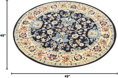 Unique Loom Sialk Hill Collection Area Rug - Washington (4' 1" Round Navy Blue/Cream)