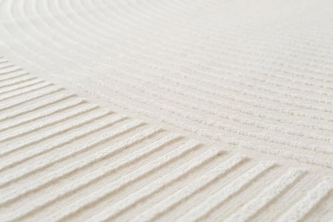 Revival Rugs Record 6'7"x9' Washable Area Rug for Living Room Bedroom - 100% Recycled Oeko-TEX Certified, Medium Pile, Beige, Cream