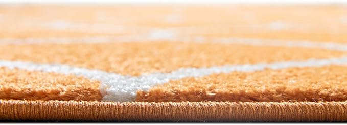 Rugs.com Lattice Frieze Collection Rug – 5' Round Orange Medium Rug Perfect for Kitchens, Dining Rooms